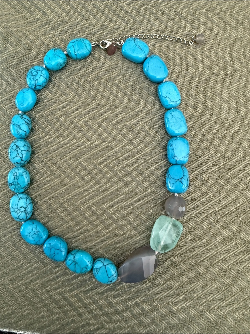 Lia Sophia Turquoise and Gray-Bead Necklace